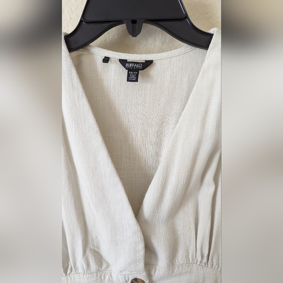 Cream button down linen midi dress - Picture 2 of 3